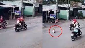 NGƯỜI PHỤ NỮ THẢ BÉ 1 TUỔI GIỮA ĐƯỜNG RỒI PHÓNG XE BỎ ĐI.. Sao có loại người này nhỉ?